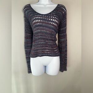 Vintage Say What? Y2K Space Dye Open Knit Sweater - Size L